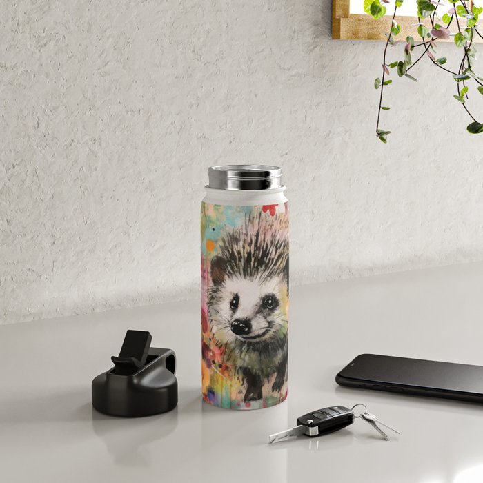 Colorful Hedgehoog Garden Indian Summer Flora And Wildlife Water Bottle Gallery Image 4