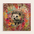 Colorful Hedgehoog Garden Indian Summer Flora And Wildlife Wood Wall Art Gallery Image 1