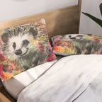 Colorful Hedgehoog Garden Indian Summer Flora And Wildlife Pillow Sham Gallery Image 2