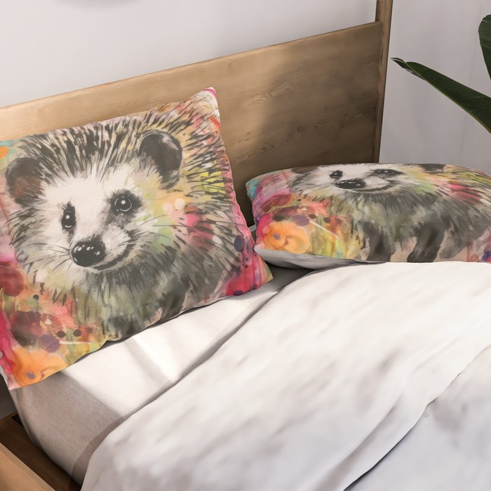 Colorful Hedgehoog Garden Indian Summer Flora And Wildlife Pillow Sham Gallery Image 2