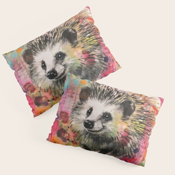 Colorful Hedgehoog Garden Indian Summer Flora And Wildlife Pillow Sham Gallery Image 1