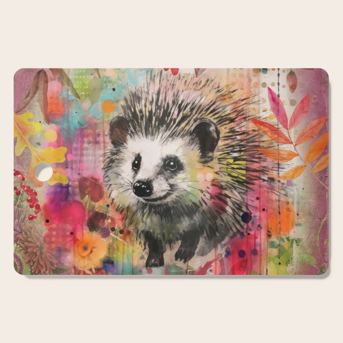Colorful Hedgehoog Garden Indian Summer Flora And Wildlife Cutting Board Gallery Image 1