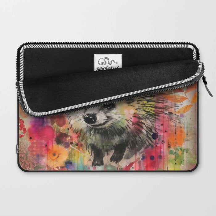 Colorful Hedgehoog Garden Indian Summer Flora And Wildlife Laptop Sleeve Gallery Image 2