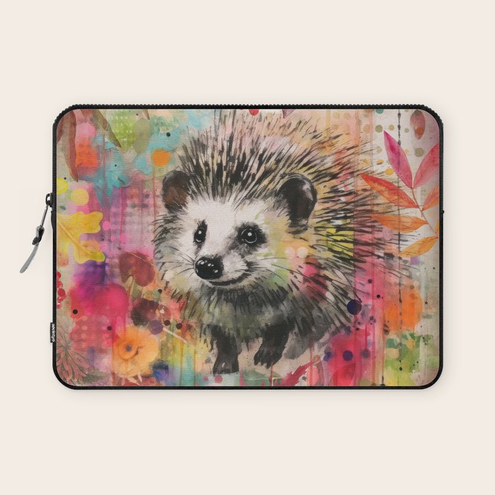 Colorful Hedgehoog Garden Indian Summer Flora And Wildlife Laptop Sleeve Gallery Image 1