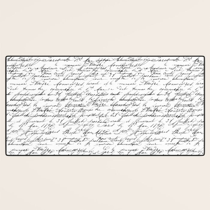 Vintage Handwriting Black And White Nostalgic Texture Desk Mat Gallery Image 3