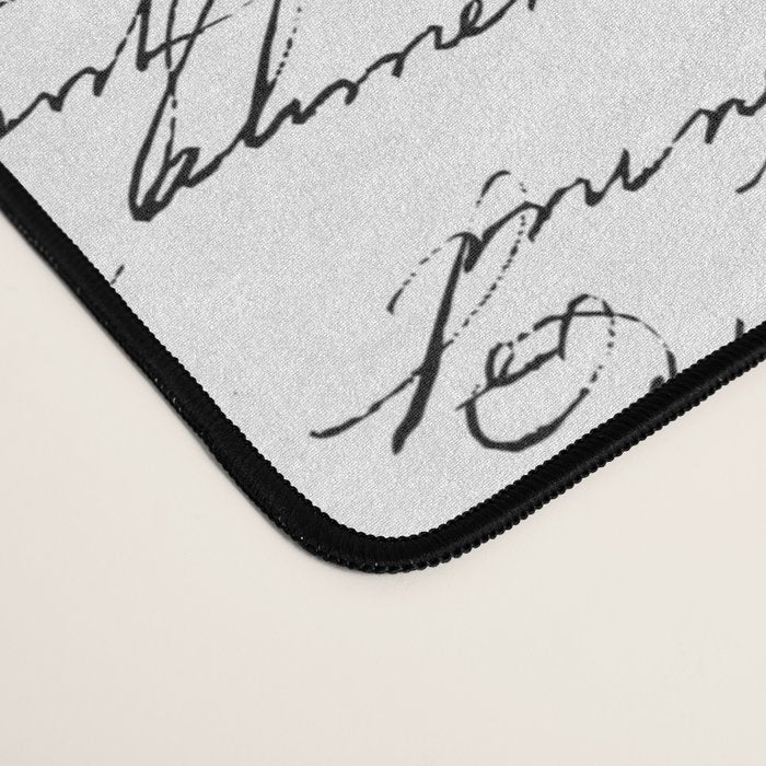 Vintage Handwriting Black And White Nostalgic Texture Desk Mat Gallery Image 4
