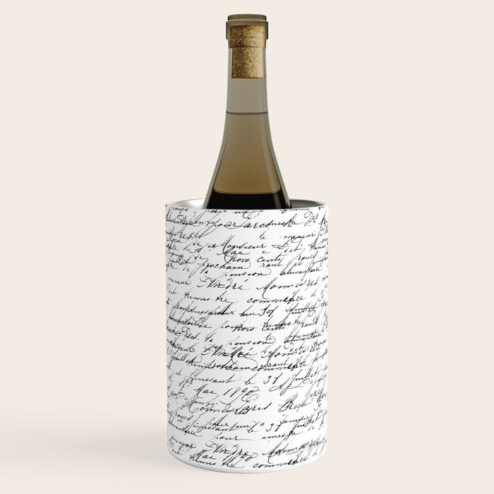Vintage Handwriting Black And White Nostalgic Texture Wine Chiller Gallery Image 2