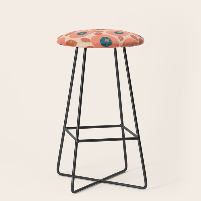 Textured Bold Flower - Peach Stool Gallery Image 1