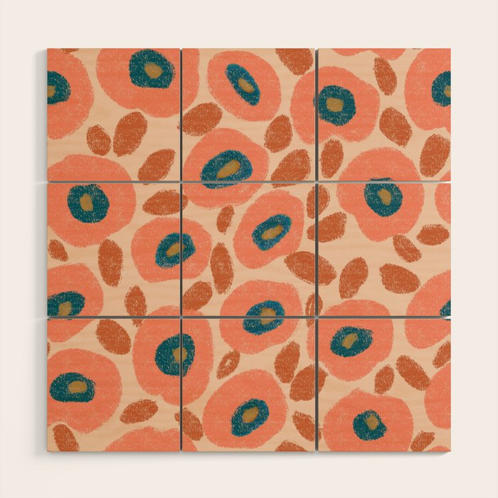 Textured Bold Flower - Peach Wood Wall Art Gallery Image 1