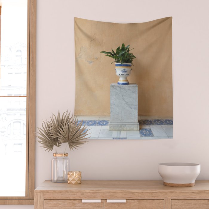 Seville Architecture with Greenery Minimalist Travel Photography Wall Tapestry Gallery Image 2