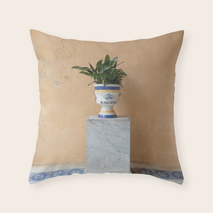 Seville Architecture with Greenery Minimalist Travel Photography Throw Pillow Gallery Image 6