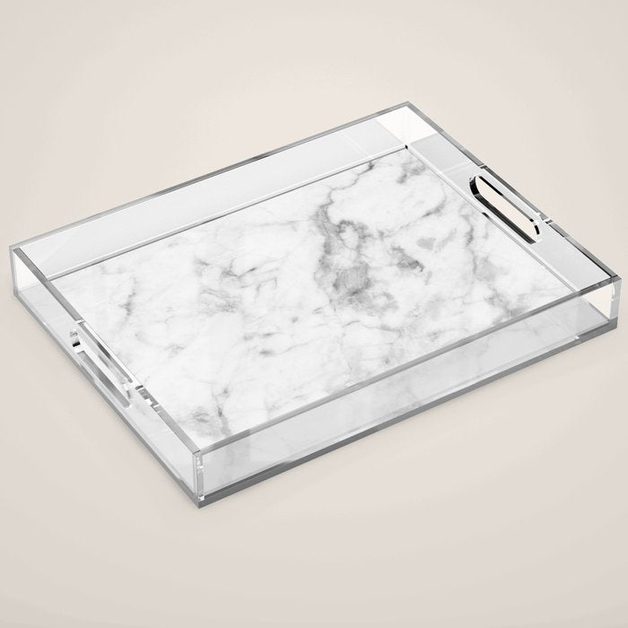 White Marble Acrylic Tray Gallery Image 1