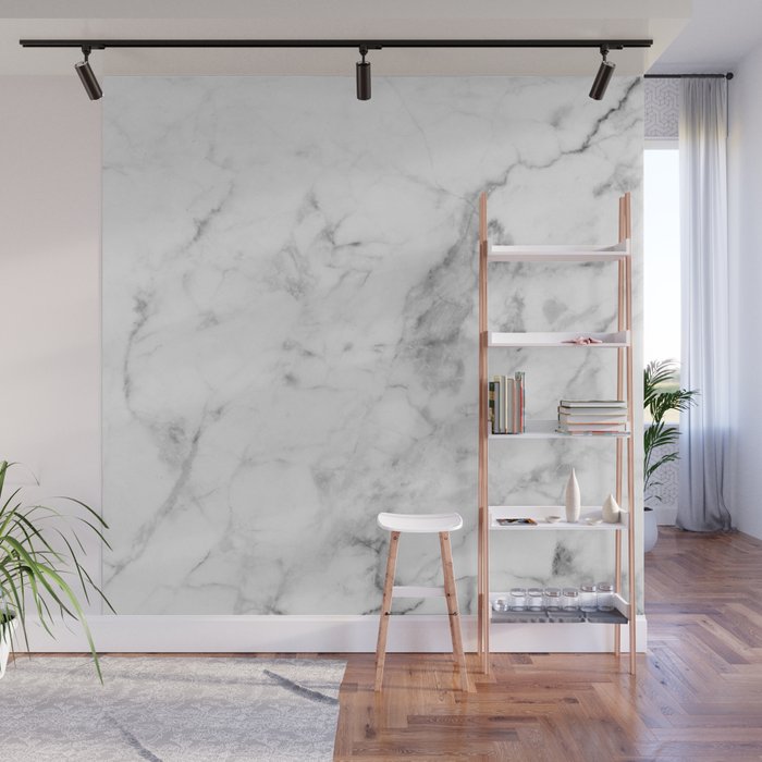 White Marble Wall Mural Gallery Image 1
