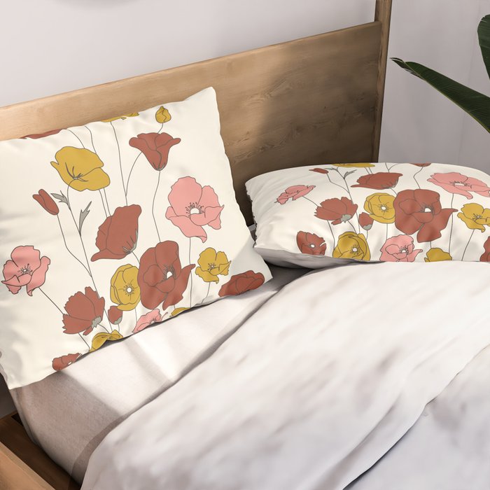 Colorful Poppy Flowers Pillow Sham Gallery Image 2