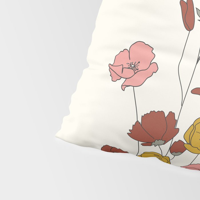 Colorful Poppy Flowers Pillow Sham Gallery Image 4