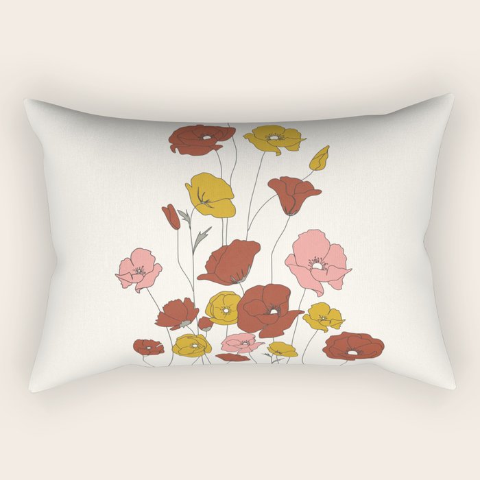 Colorful Poppy Flowers Rectangular Pillow Gallery Image 1