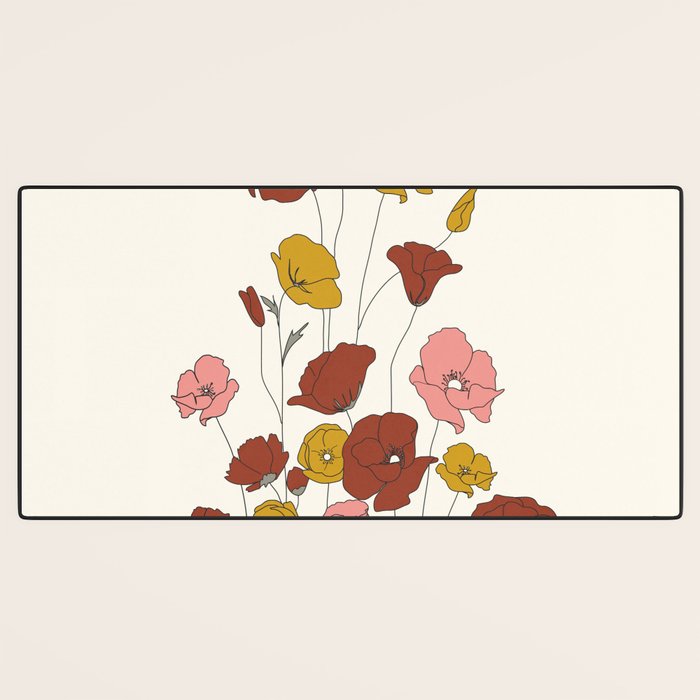 Colorful Poppy Flowers Desk Mat Gallery Image 3