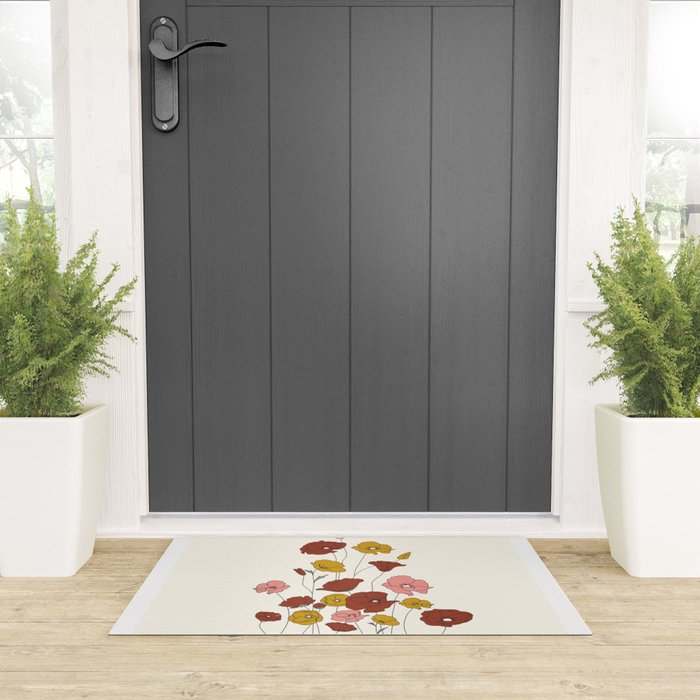 Colorful Poppy Flowers Welcome Mat Gallery Image 3