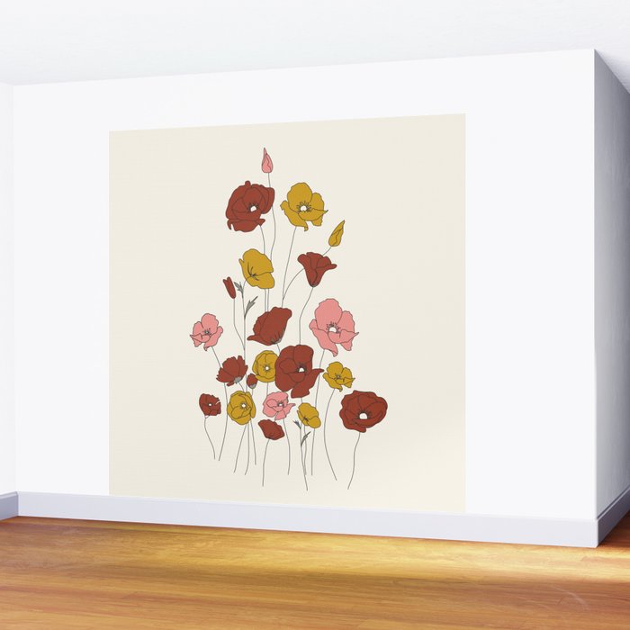 Colorful Poppy Flowers Wall Mural Gallery Image 2