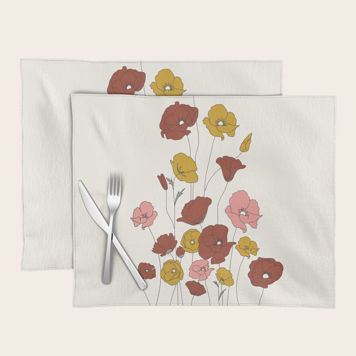 Colorful Poppy Flowers Placemat Gallery Image 1