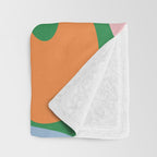 Soft Curves Retro Modern Abstract Pattern in Bold Green, Light Blue, Orange and Pink Throw Blanket Gallery Image 3