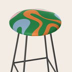 Soft Curves Retro Modern Abstract Pattern in Bold Green, Light Blue, Orange and Pink Stool Gallery Image 2