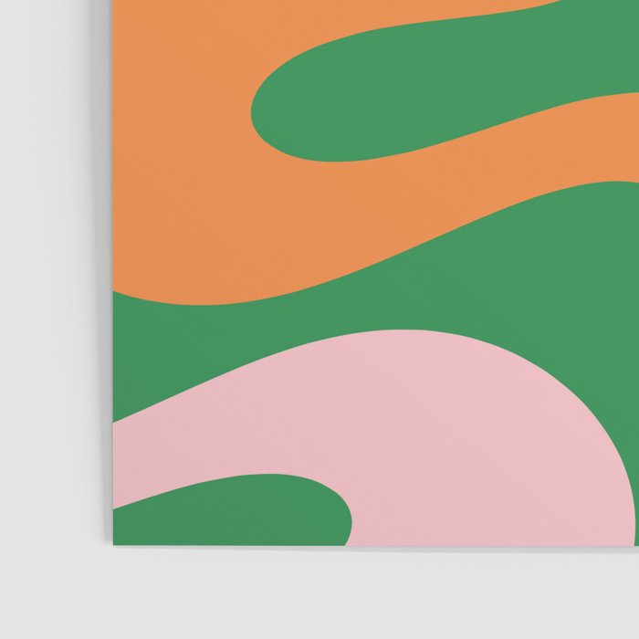 Soft Curves Retro Modern Abstract Pattern in Bold Green, Light Blue, Orange and Pink Poster Gallery Image 3
