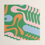 Soft Curves Retro Modern Abstract Pattern in Bold Green, Light Blue, Orange and Pink Wrapping Paper Gallery Image 3