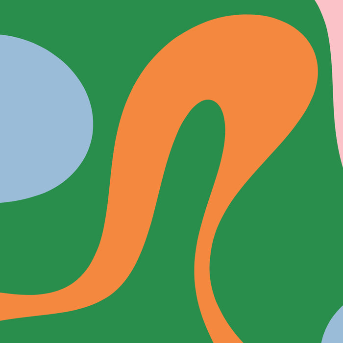 Soft Curves Retro Modern Abstract Pattern in Bold Green, Light Blue, Orange and Pink Coffee Mug Gallery Image 2