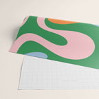 Soft Curves Retro Modern Abstract Pattern in Bold Green, Light Blue, Orange and Pink Wrapping Paper Gallery Image 2