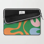 Soft Curves Retro Modern Abstract Pattern in Bold Green, Light Blue, Orange and Pink Laptop Sleeve Gallery Image 2