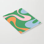 Soft Curves Retro Modern Abstract Pattern in Bold Green, Light Blue, Orange and Pink Notebook Gallery Image 2
