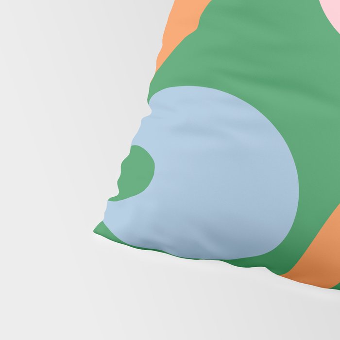 Soft Curves Retro Modern Abstract Pattern in Bold Green, Light Blue, Orange and Pink Pillow Sham Gallery Image 4