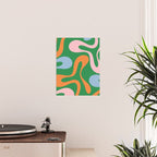 Soft Curves Retro Modern Abstract Pattern in Bold Green, Light Blue, Orange and Pink Poster Gallery Image 2