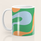 Soft Curves Retro Modern Abstract Pattern in Bold Green, Light Blue, Orange and Pink Coffee Mug Gallery Image 3
