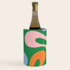 Soft Curves Retro Modern Abstract Pattern in Bold Green, Light Blue, Orange and Pink Wine Chiller Gallery Image 1