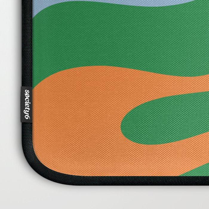 Soft Curves Retro Modern Abstract Pattern in Bold Green, Light Blue, Orange and Pink Laptop Sleeve Gallery Image 3
