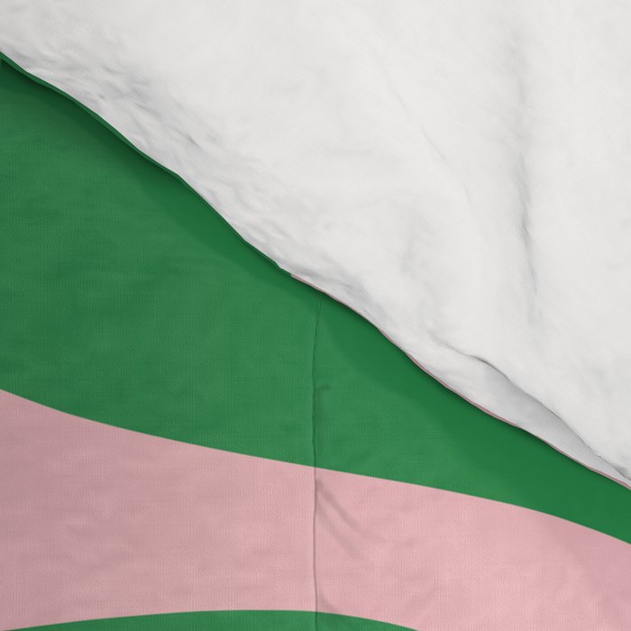 Soft Curves Retro Modern Abstract Pattern in Bold Green, Light Blue, Orange and Pink Comforter Gallery Image 4