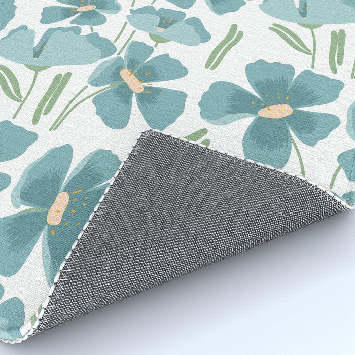 Harleigh Floral Art, Teal and White Rug Gallery Image 4