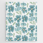 Harleigh Floral Art, Teal and White Jigsaw Puzzle Gallery Image 1