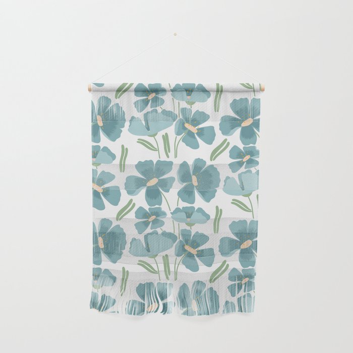 Harleigh Floral Art, Teal and White Wall Hanging Gallery Image 1