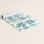 Harleigh Floral Art, Teal and White Yoga Mat Gallery Image 2
