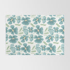 Harleigh Floral Art, Teal and White Rug Gallery Image 2