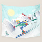 Skiing Girl Wall Tapestry Gallery Image 4
