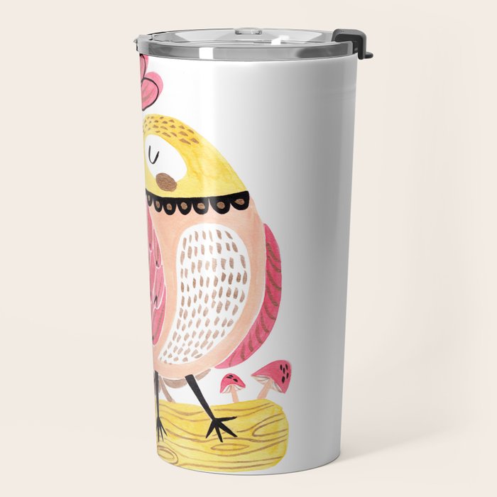 Little Birdy on a Log Travel Mug Gallery Image 2