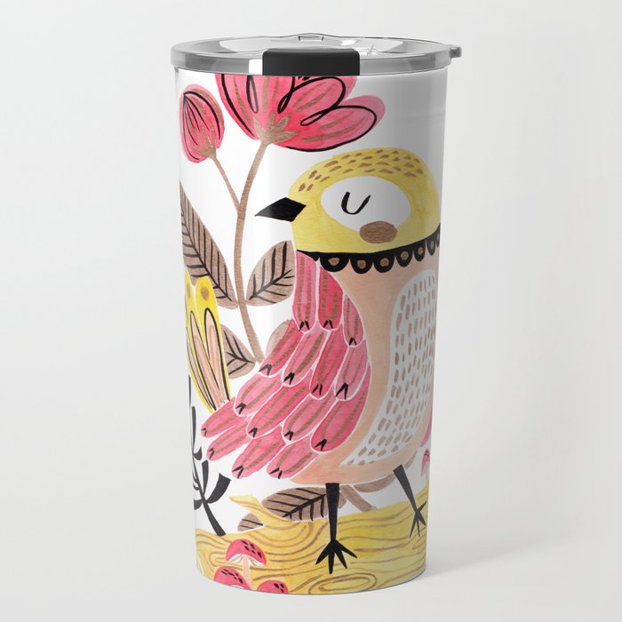 Little Birdy on a Log Travel Mug Gallery Image 1