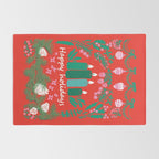 happy holidays greetings - folk art illustration Rug Gallery Image 2