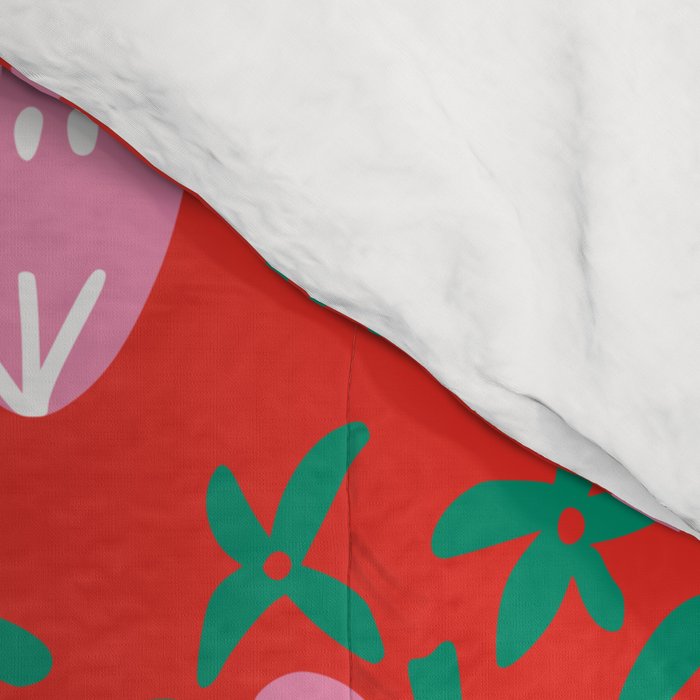 happy holidays greetings - folk art illustration Comforter Gallery Image 4