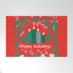 happy holidays greetings - folk art illustration Welcome Mat Gallery Image 1