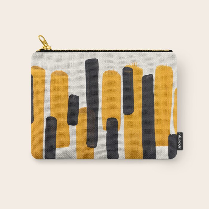 Mid Century Modern Abstract Painting Antique Yellow Black Bumble Bee Stripes Carry All Pouch Gallery Image 1
